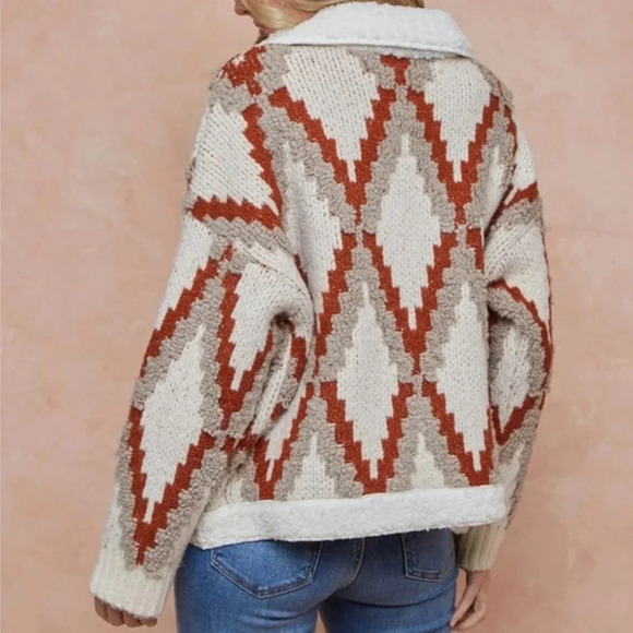 New! Quilted Knit Sweater Coat Jacket - Picture 5 of 6